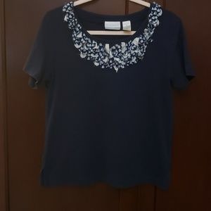 Navy Top with sailboat print neckline pinup!